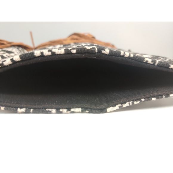 NWT Boot Rugs For Over The Boot Covers Black & White W Tan Suede Leather Fringe - Picture 10 of 14